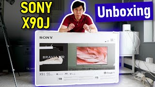 Sony X90J 4K HDR TV Unboxing Setup amp Picture Settings [upl. by Opportina]