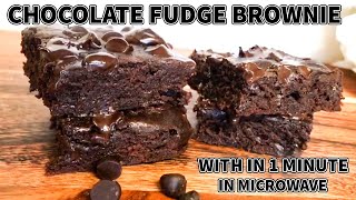 Chocolate Brownie  Best 1 Minute Microwave BROWNIE Eggless  Chocolate Fudge Brownie Recipe [upl. by Almeda70]