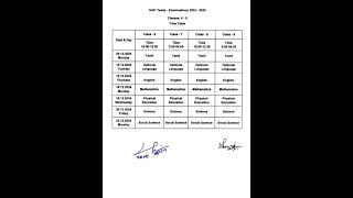 6 to 9 std half yearly exam timetable 2024half yearly exam tamizh study world shorts [upl. by Arej]