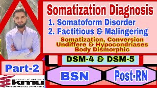 Diagnosis of SomatizationSomatoform Disorders factitious conversionPart2MHNDSM4 amp 5 BSN [upl. by Azar]