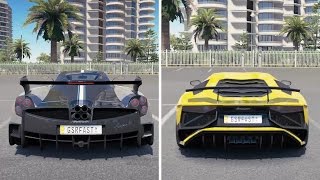 Lamborghini Aventador vs Pagani Huayra Exhuast Sound Battle  Forza Horizon 3 [upl. by Eihcra]