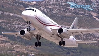 Closeup Sukhoi Superjet SSJ100 Takeoff  Split Airport LDSPSPU [upl. by Annibo981]