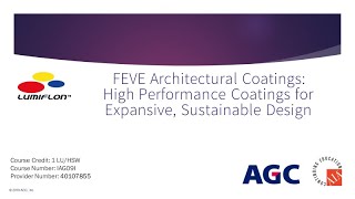 Webinar FEVE Architectural Coatings High Performance Coatings for Expansive Sustainable Design [upl. by Eversole]