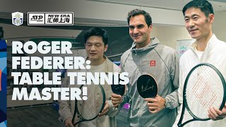 Roger Federer Plays Table Tennis With Zhang Zhizhen Fan Zendong and Wang Liqin 🏓 [upl. by Artinak]