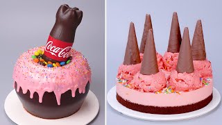 Homemade PINK Chocolate Cake Decorating Hacks  Fancy Chocolate Cake Decorating Tutorial  Cake Mode [upl. by Yetah]