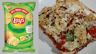 Cheese burst lays pizza  Lays bread pizza  Cheese loaded bread pizza  Bread pizza recipe  pizza [upl. by Airdnahs]