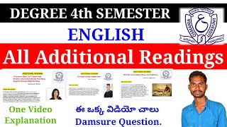 Degree 4th semester English All Additional Reading Important Questions Explanation [upl. by Oneil619]