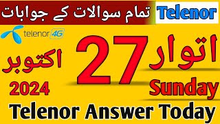 Telenor Answer Today 27 October 2024  My Telenor Today Questions Answer  Telenor Questions Today [upl. by Nytsirk]