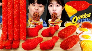 ASMR MUKBANG 직접 만든 치토스 양념치킨 치즈스틱 핫도그 짜파게티 먹방 amp 레시피 CHEETOS CHICKEN AND BLACK BEAN NOODLES EATING [upl. by Kinnard346]