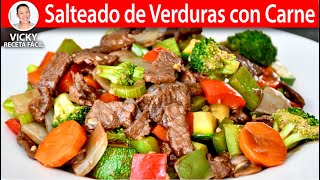 SALTEADO DE VERDURAS CON CARNE  Vicky Receta Facil [upl. by Eedyaj]