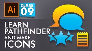 Adobe Illustrator Training  Class 9  Learn Pathfinder and Make Icons Eng Sub [upl. by Marks]