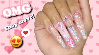 Valentines Day 💗 Snow globe  Aquarium nails  Nail art tutorial [upl. by Susumu]