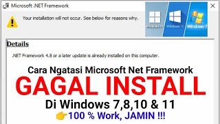 CARA MENGATASI NET FRAMEWORK GAGAL INSTAL DI WINDOWS 71011  NOT SUPPORTED  100 JAMIN BERHASIL [upl. by Seaton]