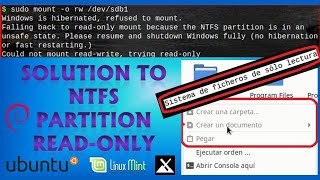 3 Soluciones para las particiones NTFS de solo lectura en LINUX Debian y derivados [upl. by Rego]