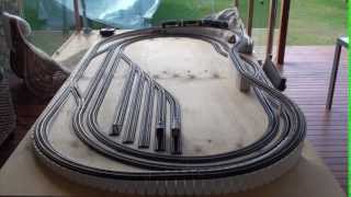 8 x 4 HO Model train layout with flyover Part 2 [upl. by Mikel221]