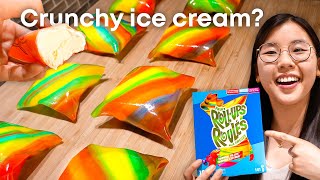 Fruit RollUp Ice Cream 🍦 TikTok’s CRUNCHY  CHEWY snack HACK [upl. by Musa]