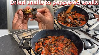 DRIED SNAILS INTO SOFT PEPPERED SNAILSdehydrated snails [upl. by Annairda]