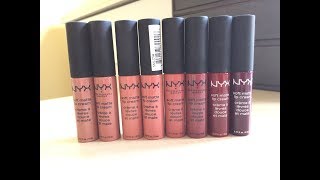 Nyx Soft Matte Lip Cream Swatches  Medium Skin Tone [upl. by Aissatsan]