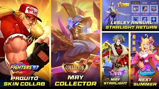 MOBILE LEGENDS ALL UPCOMING UPDATE  ALPHA MAY COLLECTOR  LESLEY ANNUAL STARLIGHT RETURN amp MORE [upl. by Cassius]