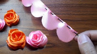 DIY ribbon Rose Easy  Amazing ribbon flower trick [upl. by Kacie]