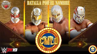 Caristico vs Mistico vs Mysteziz Jr vs Sin Cara Simulación WWE 2K19Batalla por el Nombre [upl. by Linden]