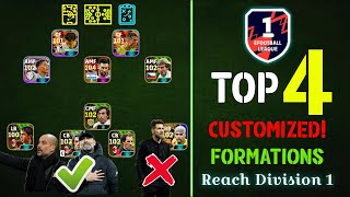 Top 4 Customized Formations Reach Division 1 eFootball 2024 Unique Formations eFootball 2024 Mobile [upl. by Yddur958]