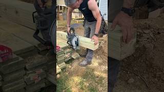 How to cut and set a deck post using post protectors for ground contact [upl. by Nyral]