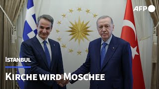 Erdogan Orthodoxe Kirche wird in Moschee umgewandelt  AFP [upl. by Toney]