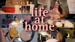 COZY HOME VLOG 🫶🏻 baking bagels skin care cabinet clean out and DIY holiday candles [upl. by Ecylla]