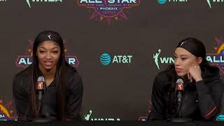 WNBA AllStars pregame Angel Reese and Dearica Hamby [upl. by Kellia]