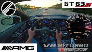 MercedesAMG GT 63 S E PERFORMANCE  843 PS  Top Speed Drive German Autobahn No Speed Limit POV [upl. by Ibob]