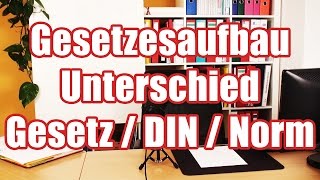 Aufbau unserer Gesetze Unterschied zw Gesetz und DIN bzw Norm [upl. by Alleinad]