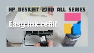 Refill cartridge HP Balck  Color HP DeskJet 2700 series  اعادة تعبئة حبر الطابعات hp [upl. by Demahum933]