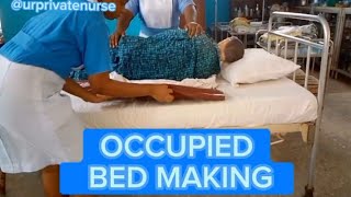 BED MAKING HOW TO MAKE AN OCCUPIED BEDhealth nursing procedurevideo [upl. by Menell]