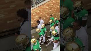 Notre Dame players coming out to the field in sprinkling rain Hurricane Helen notredamestadium [upl. by Bowen935]