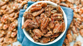 Keto Candied Pecans IN 10 MINUTES  Easy Low Carb Candied Pecans For Keto [upl. by Kenwrick79]