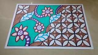 cara menggambar batik yang mudah untuk tugas sekolah [upl. by Tengdin]