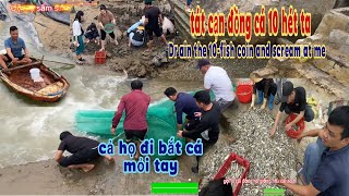 Tát cạn 10ha đồng nước mặn bắt cátôm Drain salt water to catch fish shrimp and crabs for 10 days [upl. by Annay]