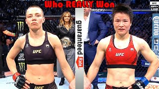 ROBBERY Who REALLY Won Rose Namajunas vs Zhang Weili 2 [upl. by Drucill235]