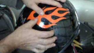 Installation of Flame Decals on a motorcycle helmet [upl. by Eel429]