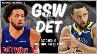 Golden State Warriors vs Detroit Pistons Full Game Highlights  Oct 13  202425 NBA Preseason [upl. by Seth]