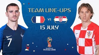 LINEUPS – FRANCE v CROATIA  2018 FIFA World Cup™ FINAL [upl. by Ytak862]