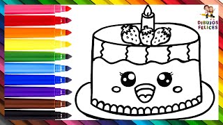 Dibuja y Colorea Un Lindo Pastel De Cumpleaños 🎂🌈 Dibujos Para Niños [upl. by Llennehc]