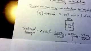 Concentration  to quotmgmlquot or quotmggquot A simple conversion technique for pharmacy calculation [upl. by Notsej]