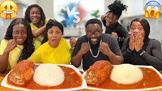 ONE MINUTE RELAY SPEED EATING CHALLENGE ft PEPPER SOUP with FISH  The queens family [upl. by Hess]