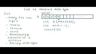 Data Structures List as abstract data type [upl. by Ettenuj]