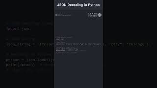 JSON Decoding in Python pythonlearning programming coding python programminglanguage [upl. by Hudis]