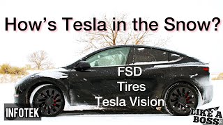 Hows tesla in the snow  NEW Hardware and Tesla Vision  TESLA on SNOW and ICE [upl. by Mobley]