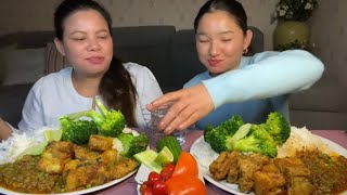 Pork with peas curry broccoli 🥦 mukbang [upl. by Onavlis]