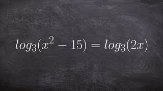 Algebra 2  solving an equation with the equality of logarithms log3 x2  15  log3 2x [upl. by Thin357]